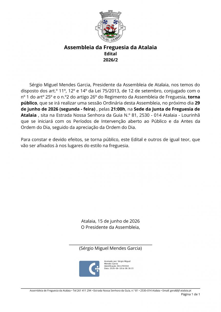 Assembleia de Freguesia - 2/2026